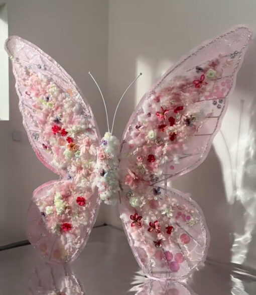 Romantic Pink Butterfly Backdrop with Delicate Pastel Design for Wedding Decorations