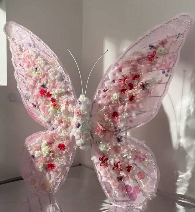 Romantic Pink Butterfly Backdrop with Delicate Pastel Design for Wedding Decorations