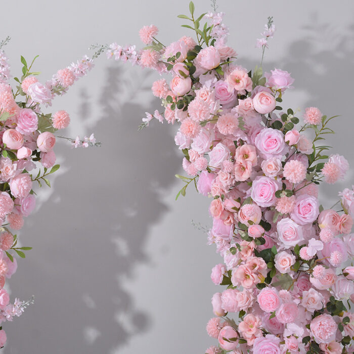 Romantic Pink Rose Wedding Arch Backdrop with Floral Design for Reception
