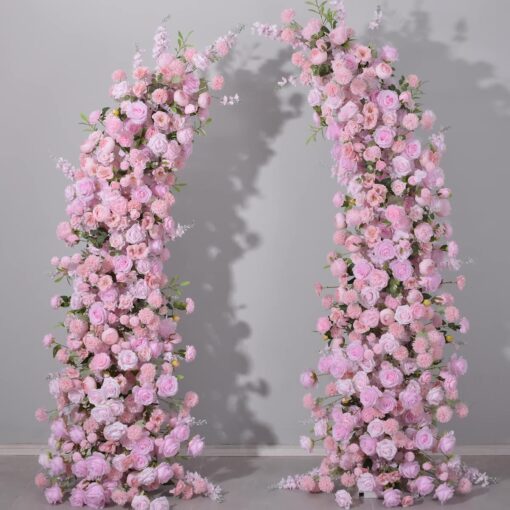 Romantic Pink Rose Wedding Arch Backdrop with Floral Design for Reception