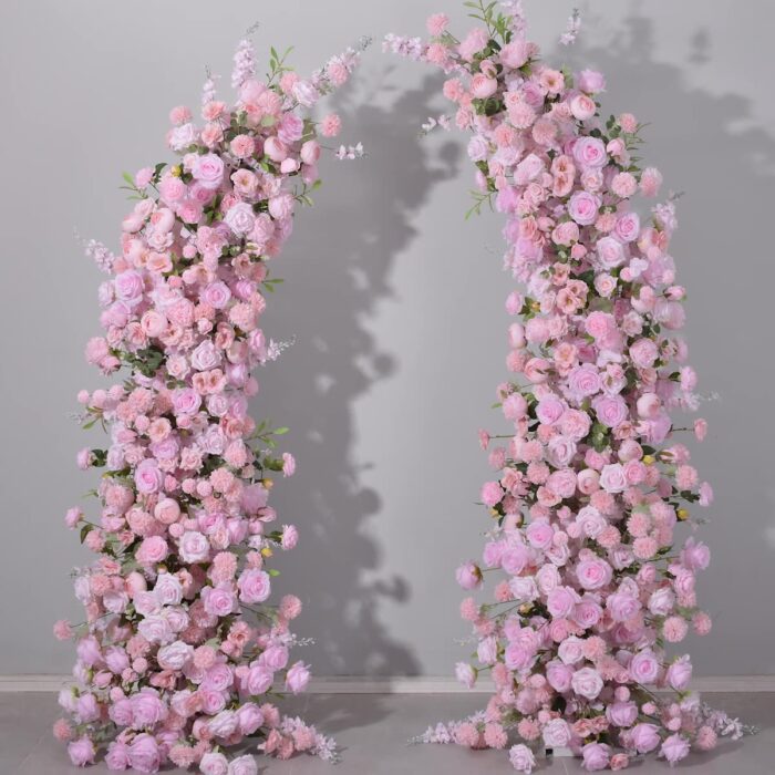 Romantic Pink Rose Wedding Arch Backdrop with Floral Design for Reception