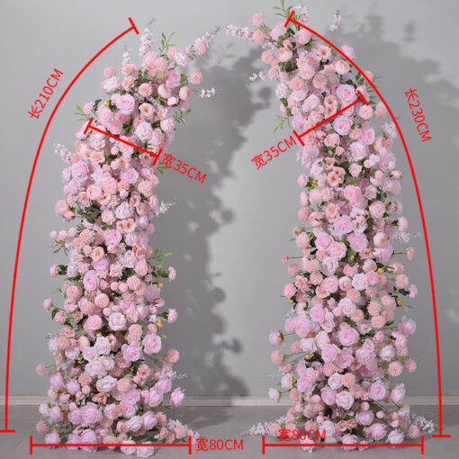 Romantic Pink Rose Wedding Arch Backdrop with Floral Design for Reception