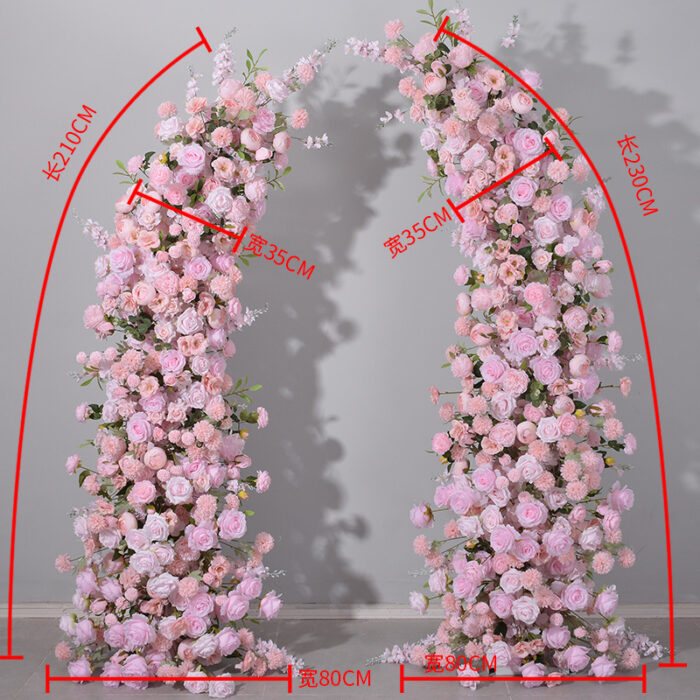 Romantic Pink Rose Wedding Arch Backdrop with Floral Design for Reception
