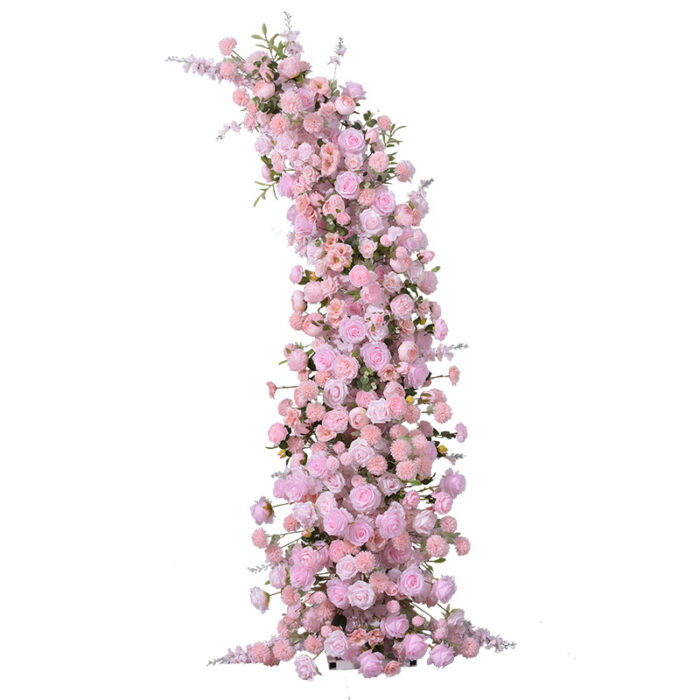 Romantic Pink Rose Wedding Arch Backdrop with Floral Design for Reception