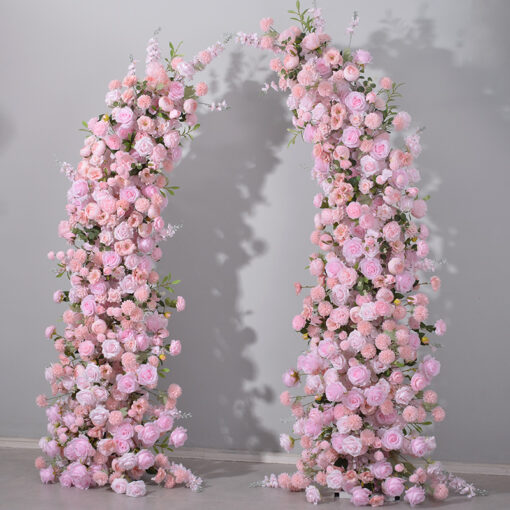 Romantic Pink Rose Wedding Arch Backdrop with Floral Design for Reception