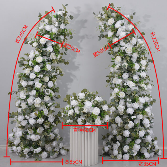 Romantic White Rose and Eucalyptus Wedding Arch, Elegant Floral Arrangement for Ceremony
