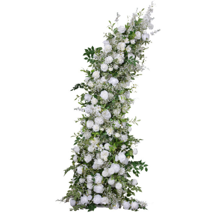 Romantic White Rose and Eucalyptus Wedding Arch, Elegant Floral Arrangement for Ceremony