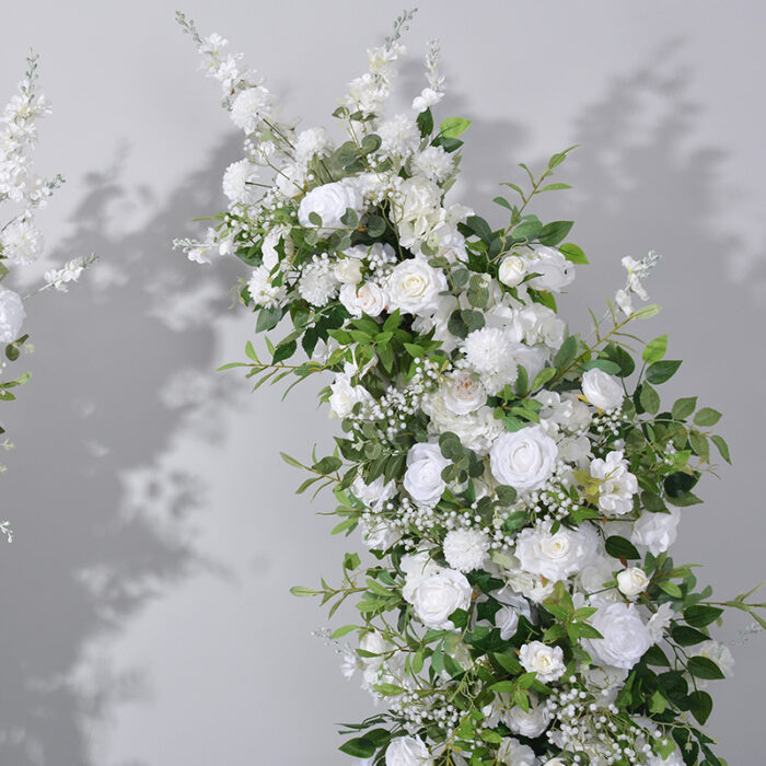 Romantic White Rose and Eucalyptus Wedding Arch, Elegant Floral Arrangement for Ceremony
