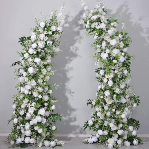 Romantic White Rose and Eucalyptus Wedding Arch, Elegant Floral Arrangement for Ceremony