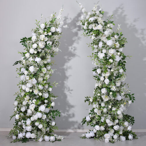 Romantic White Rose and Eucalyptus Wedding Arch, Elegant Floral Arrangement for Ceremony