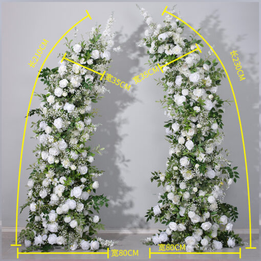 Romantic White Rose and Eucalyptus Wedding Arch, Elegant Floral Arrangement for Ceremony