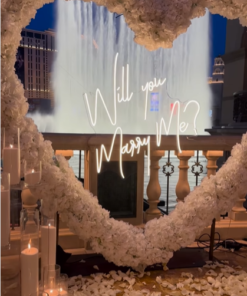 Romantic 'Will You Marry Me' Proposal with a White Rose Heart-Shaped Arch