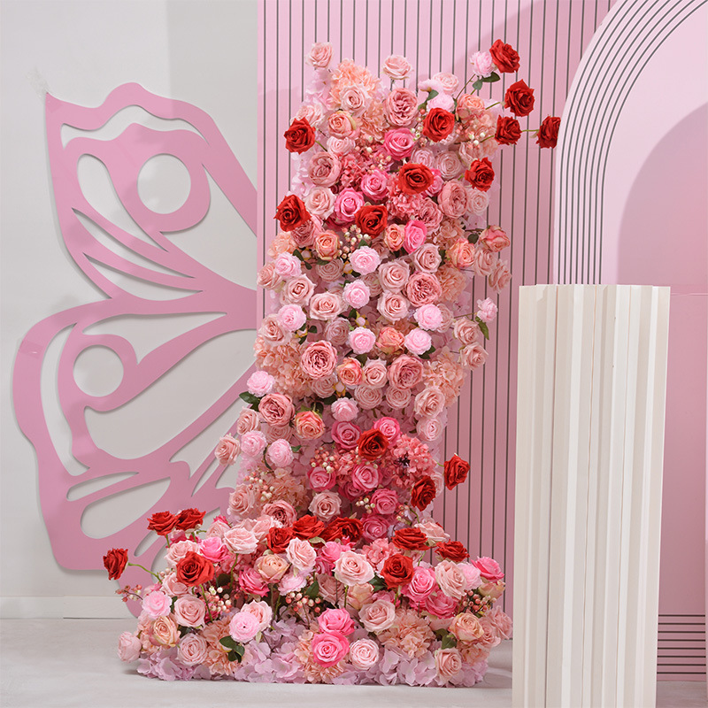 Rose Pink Floral Wedding Stage Decor – Wedding Backdrop for Ceremony & Event Decor