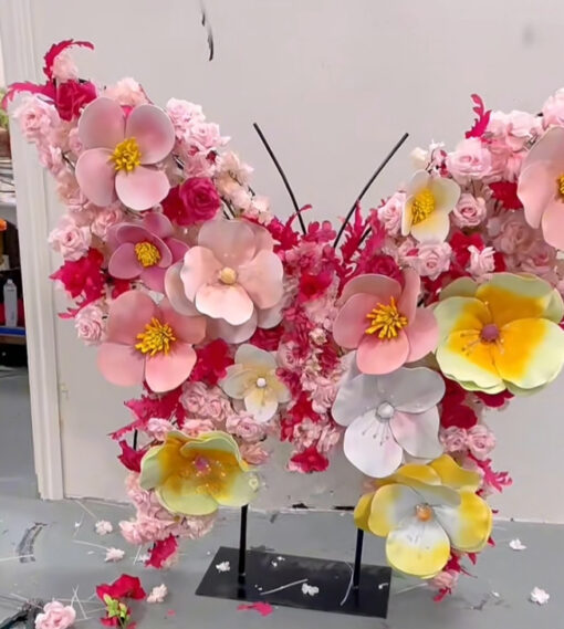 Soft Pastel Butterfly Backdrop with Vibrant Yellow Accents for Dreamy Spring Celebrations