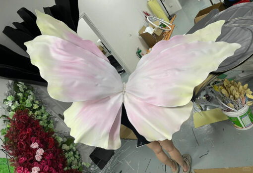 Soft Pink Wedding Backdrop Butterfly Wing with Pearl Accents and Durable