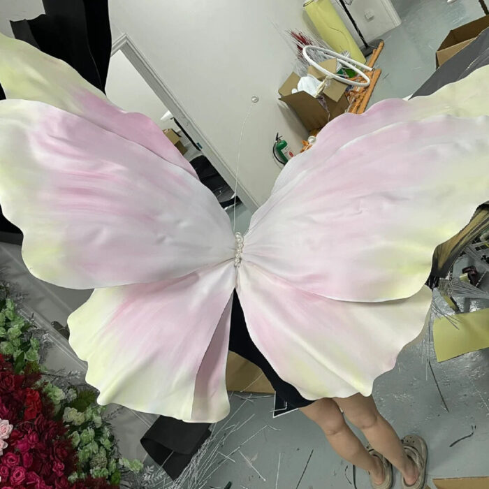 Soft Pink Wedding Backdrop Butterfly Wing with Pearl Accents and Durable