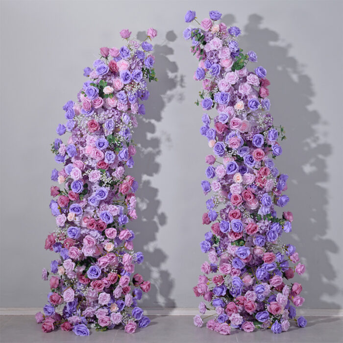 Soft Pink and Lavender Rose Floral Arch with Baby's Breath for Weddings and Special Occasions