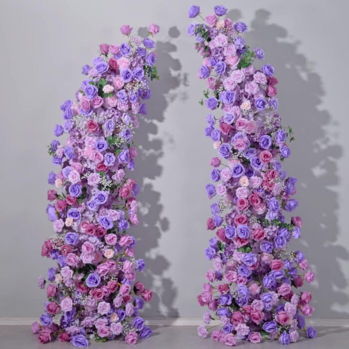 Soft Pink and Lavender Rose Floral Arch with Baby's Breath for Weddings and Special Occasions