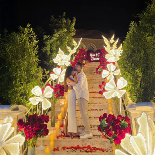 Solid Red Rose Flower Wall with Anniversary Floral Backdrop for a Beautiful Memory