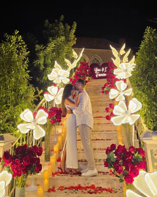 Solid Red Rose Flower Wall with Anniversary Floral Backdrop for a Beautiful Memory