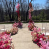 Spring Party Floral Wedding Arch with Double Arch Stand and Gradient Pink Design