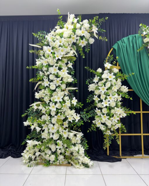 Spring Wedding Arch with White Lilies and Roses for a Fresh, Elegant Look
