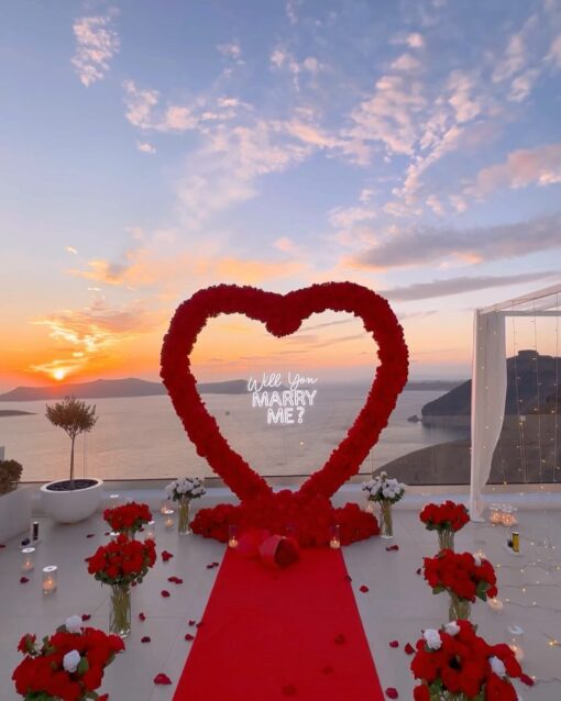 Stunning Heart Shaped Flower Arch with Red Roses for a Perfect Proposal