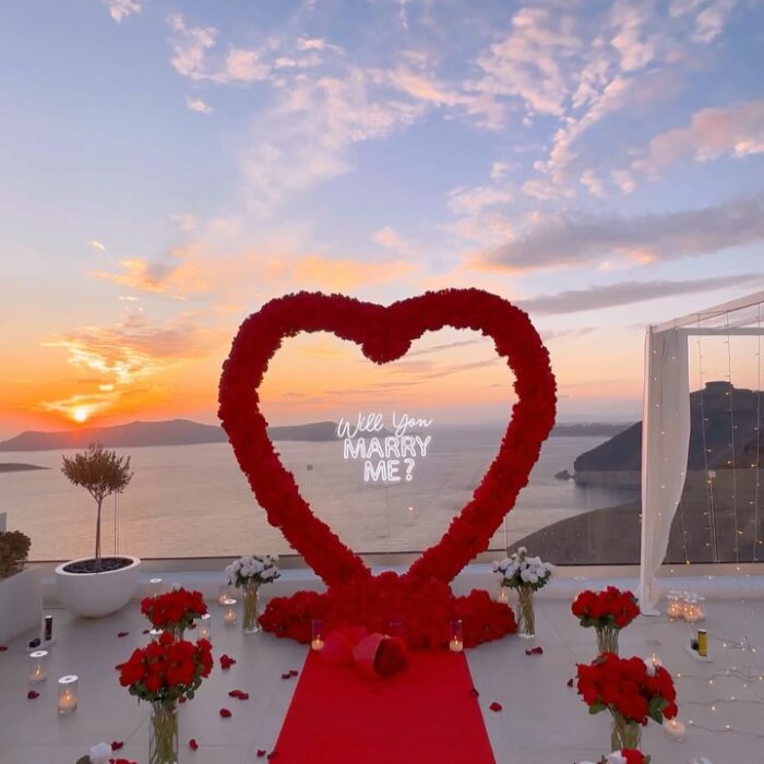 Stunning Heart Shaped Flower Arch with Red Roses for a Perfect Proposal