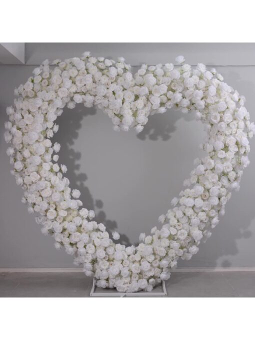 Timeless Heart-Shaped Floral Arch with White Roses for Weddings and Special Events
