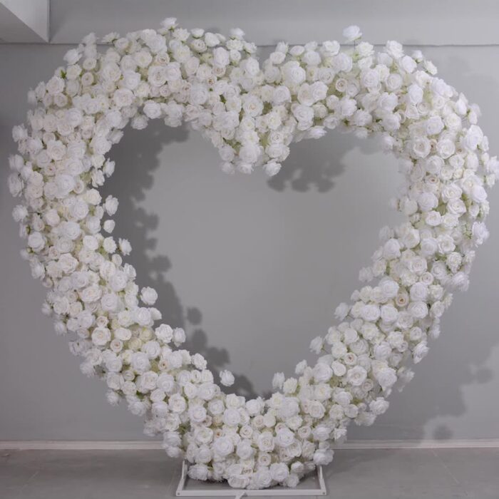 Timeless Heart-Shaped Floral Arch with White Roses for Weddings and Special Events