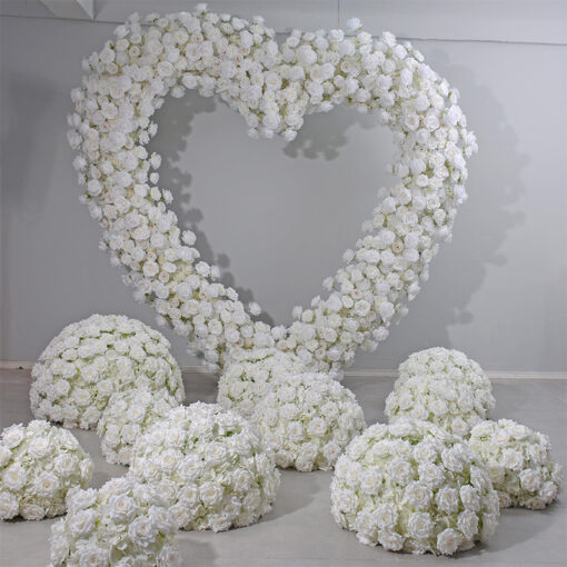 Timeless Heart-Shaped Floral Arch with White Roses for Weddings and Special Events