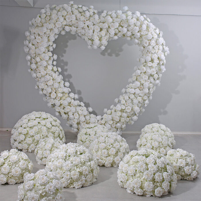 Timeless Heart-Shaped Floral Arch with White Roses for Weddings and Special Events