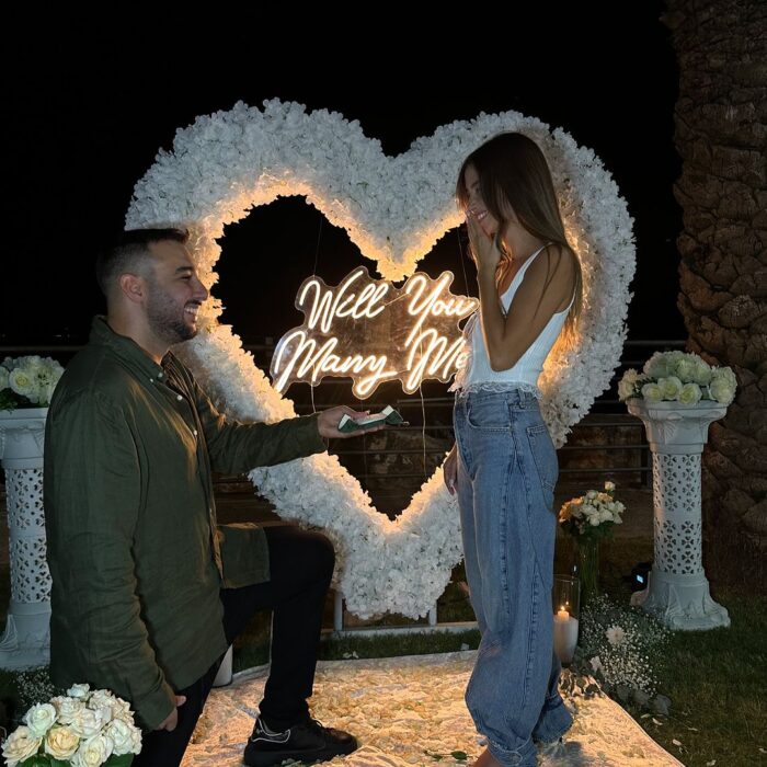 Timeless White Heart-Shaped Rose Arch for a Truly Romantic Proposal