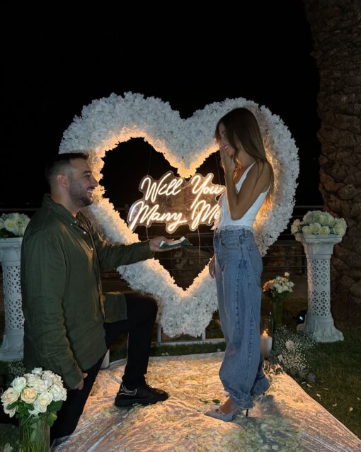 Timeless White Heart-Shaped Rose Arch for a Truly Romantic Proposal