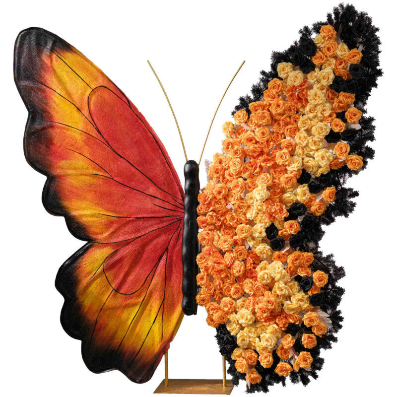 Vibrant Butterfly Backdrop with Autumn Colors for Seasonal Weddings