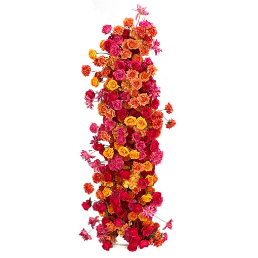 Vibrant Hot Pink & Orange Wedding Arch Set – Floral Decoration for Parties and Photo Booths