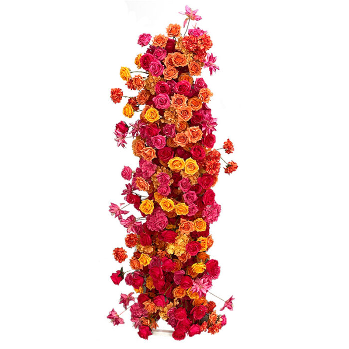Vibrant Hot Pink & Orange Wedding Arch Set – Floral Decoration for Parties and Photo Booths