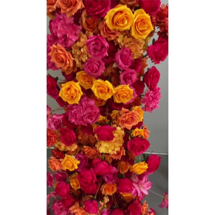 Vibrant Hot Pink & Orange Wedding Arch Set – Floral Decoration for Parties and Photo Booths