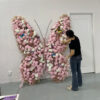 Vintage Butterfly Backdrop with Pink and White Roses for Elegant Garden Events
