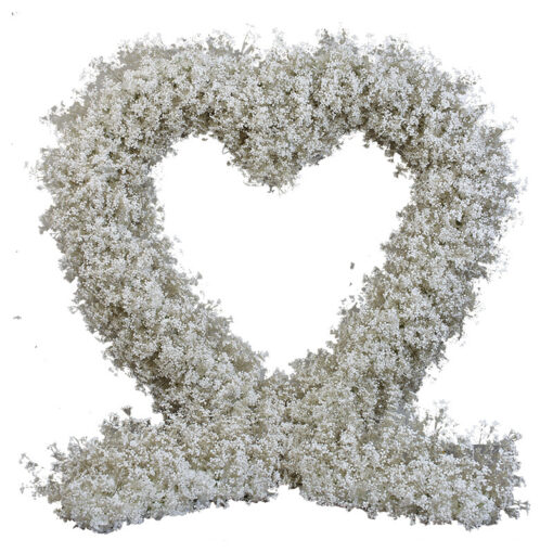 Wedding Arch with Hydrangea & Baby’s Breath – Heart-Shaped Floral Arrangement for Wedding Ceremony Decor