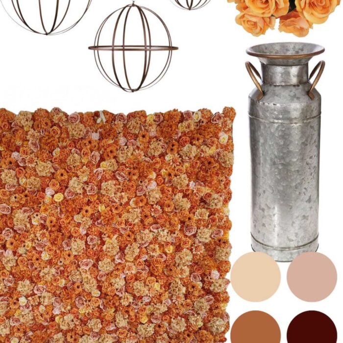 Wedding Flower Wall Backdrop – 8' x 8' Burgundy & Cream Artificial Flower Decor