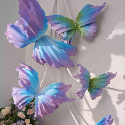 Whimsical Gradient Blue and Purple Butterfly Backdrop for Enchanting Events