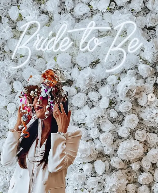 bride to be flower wall