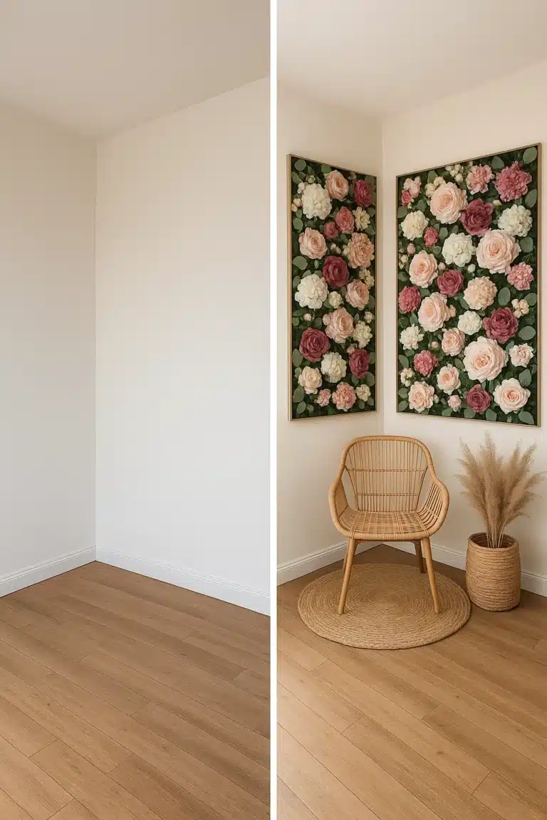 Transforming Empty Studio Corners with Floral Wall Panels